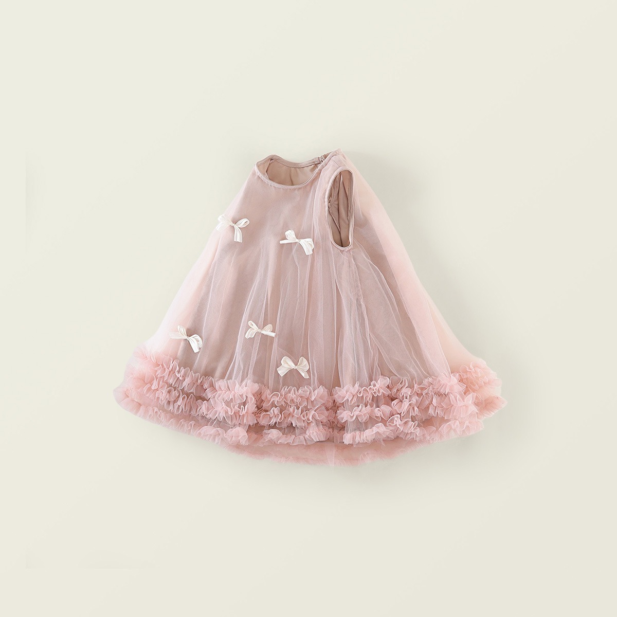 Baby Girls Irregular Tulle Princess Dress Summer Sleeveless Birthday Party Dress with Bow Elegant Toddler Special Occasion Dress Baby Clothes Baby Dress