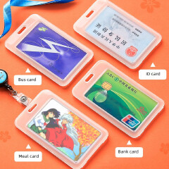 2Pcs Double-Sided Transparent ID Card Holder with Retractable Lanyard, 2-Card Capacity, Easy Access Badge Holder for Student ID, Bus Card, Meal Card & Access Card  Business Card Holders Card Case