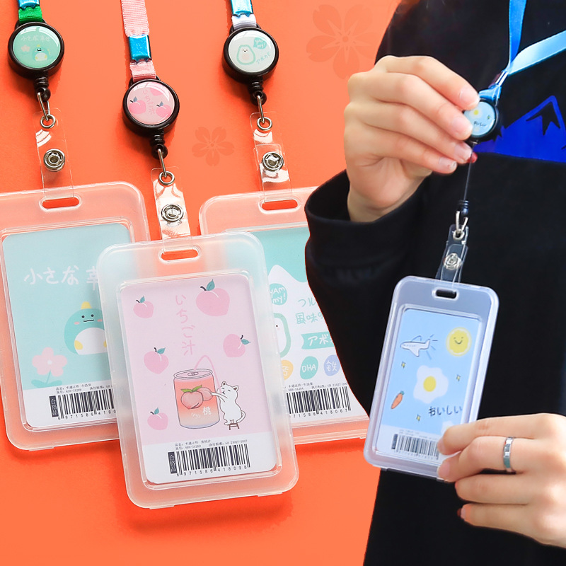 2Pcs Double-Sided Transparent ID Card Holder with Retractable Lanyard, 2-Card Capacity, Easy Access Badge Holder for Student ID, Bus Card, Meal Card & Access Card  Business Card Holders Card Case