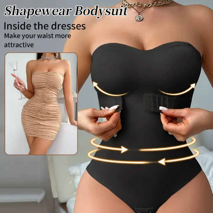 Women's Seamless Shapewear Bodysuit Tummy Control Waist Trainer Butt Lifter Push Up Bodysuit Strapless with Clear Straps Under Dress Women's Clothing Lingerie