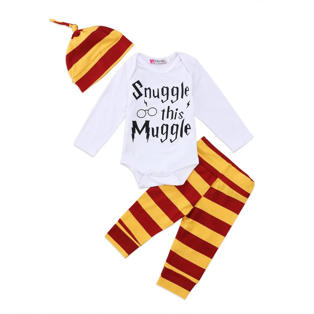 3 piece Harry Potter Infant Clothing: Exporter’s Pack of Bodysuit, Short-Sleeve, Long-Sleeve, Hoodie, Three-Piece Set with Cartoon Print.baby clothes，baby clothing，infant clothes，newborn clothes，toddl