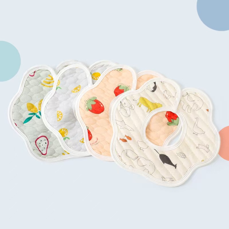 4 piece Newborn baby mouthwash towel waterproof spit bib for boys and girls 360 degree swirling children's bib wholesale