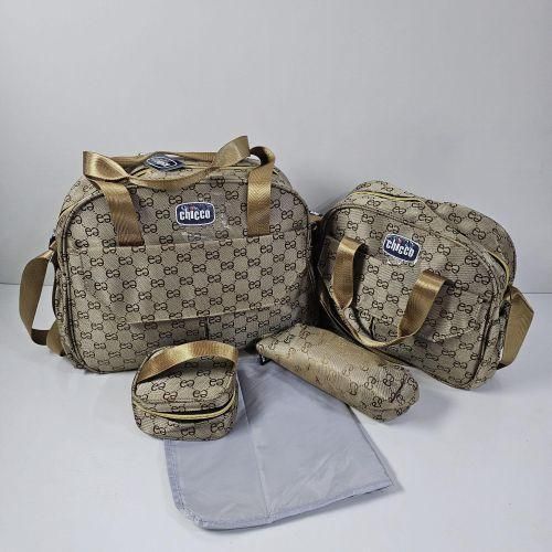 5-in-1 Gold Diaper Bag - Waterproof, Travel-Friendly, Includes Changing Mat & Insulated Bottle Bag
