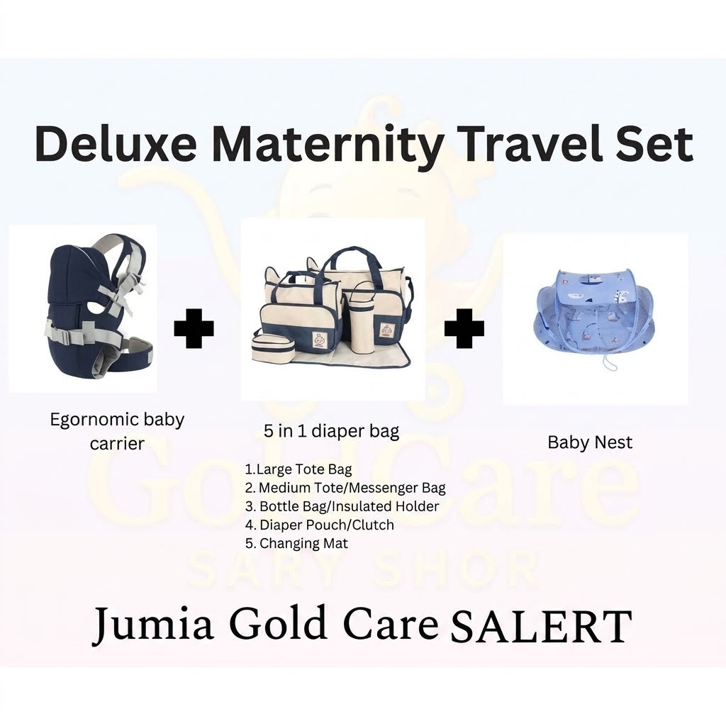 Newborn Travel Bundle – Includes Ergonomic Baby Carrier, 5-in-1 Multi-Function Diaper Bag Set, and Portable Folding Baby Nest