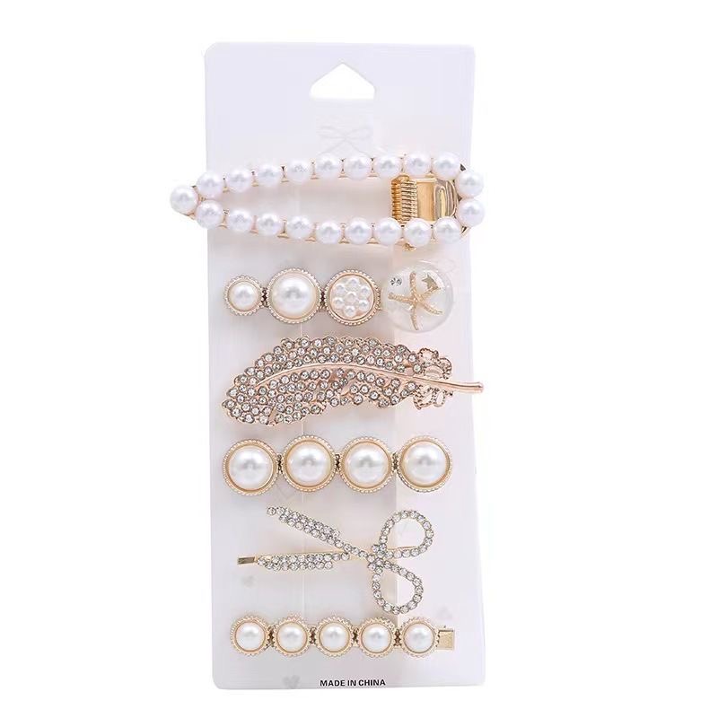 5Pcs Pearl Hair Clips Set Cute Hair Pins Bobby Pin Crystal Hair Barrettes Girl Pearl Hair Accessories Hairgrip Candy Colors Slide Clip