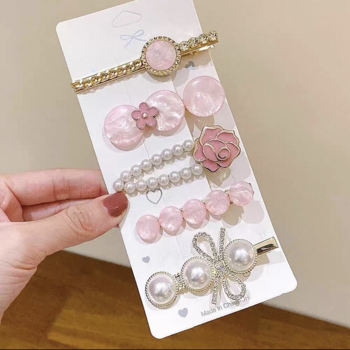 5Pcs Pearl Hair Clips Set Cute Hair Pins Bobby Pin Crystal Hair Barrettes Girl Pearl Hair Accessories Hairgrip Candy Colors Slide Clip