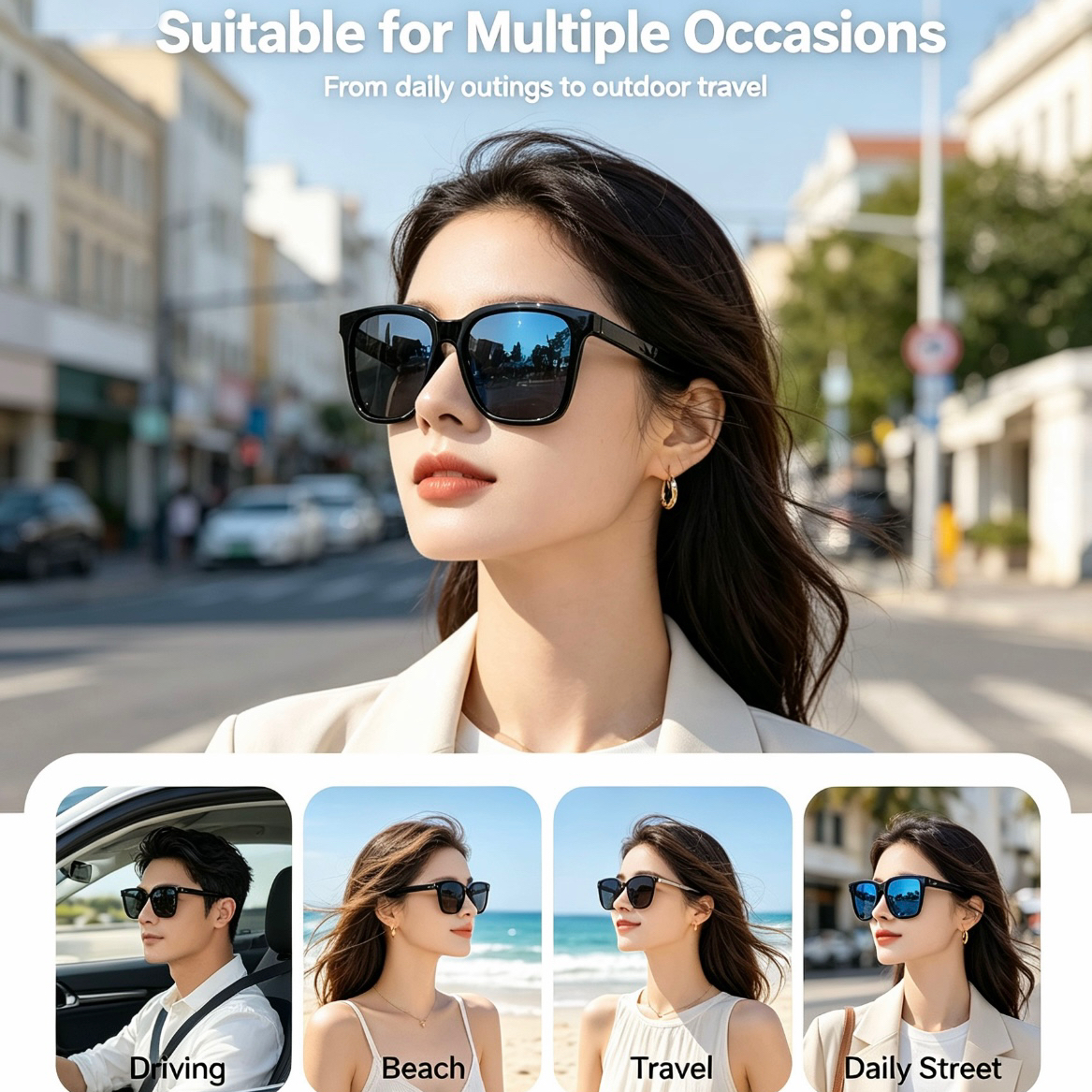 Polarized Sunglasses Men Women, UV400 Protection Classic Retro Vintage Shades for Driving Outdoor Travel, Trending Eyewear Gift