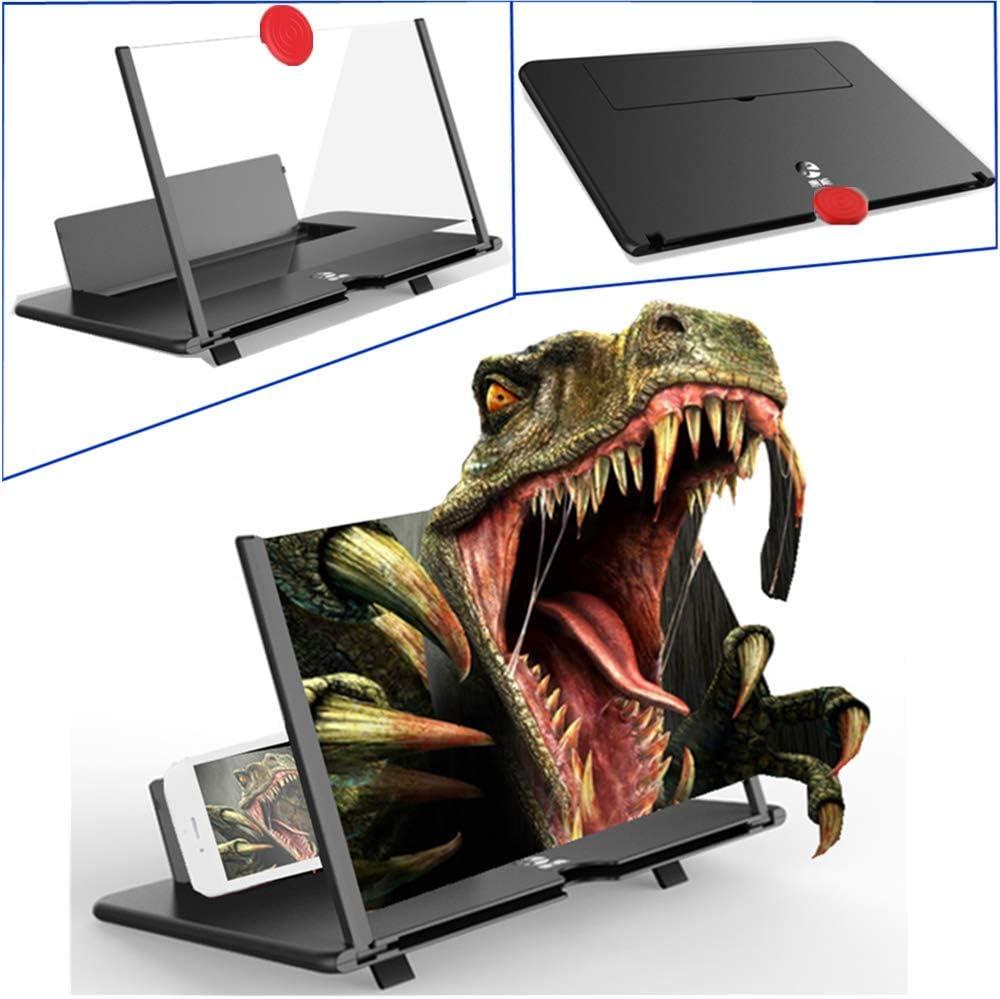 1pc ZoomPlus 12" Screen Magnifier,3D HD Mobile Phone Magnifier Projector Screen Enlarger for Movies, Videos, and Gaming,Foldable Cell Phone Stand with Screen Amplifier,Supports All Smartphones