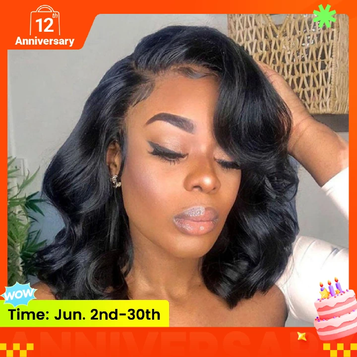 FBK Wigs for Lady Short Curly Wigs for African Women Black Wave Synthetic Hair for Women Gift