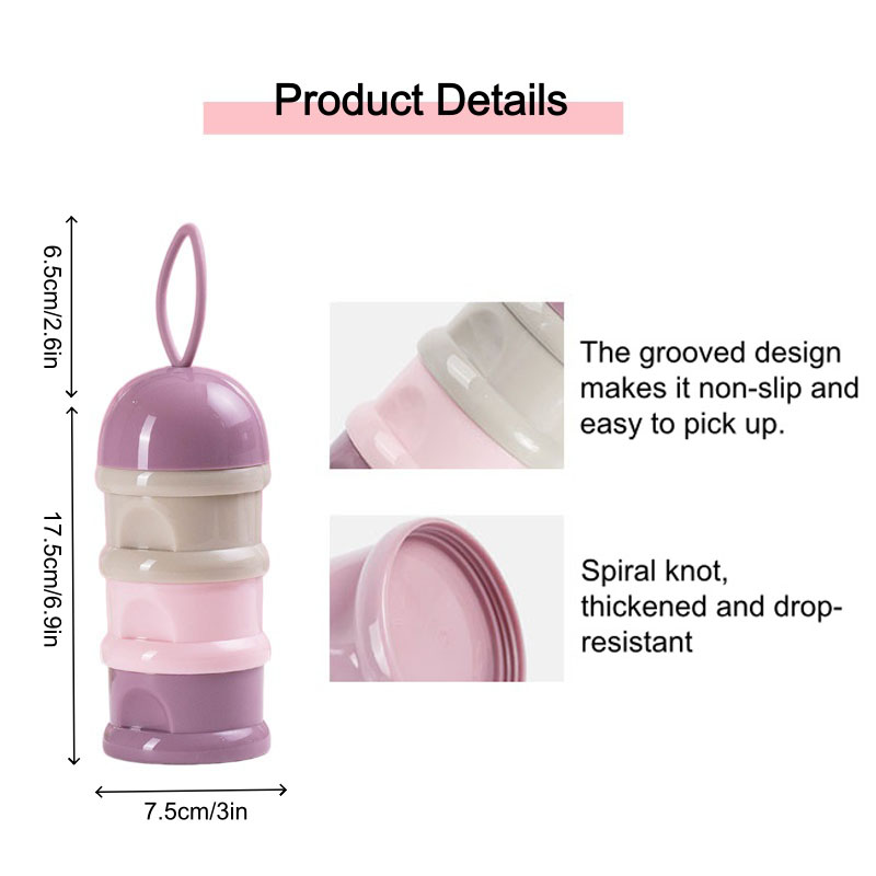 Children's Milk Powder Box Made Of PP Food Grade Material, Portable Multi-Layer Packaging Box For Outdoor Use, Pink Green With Handle QSROCIO