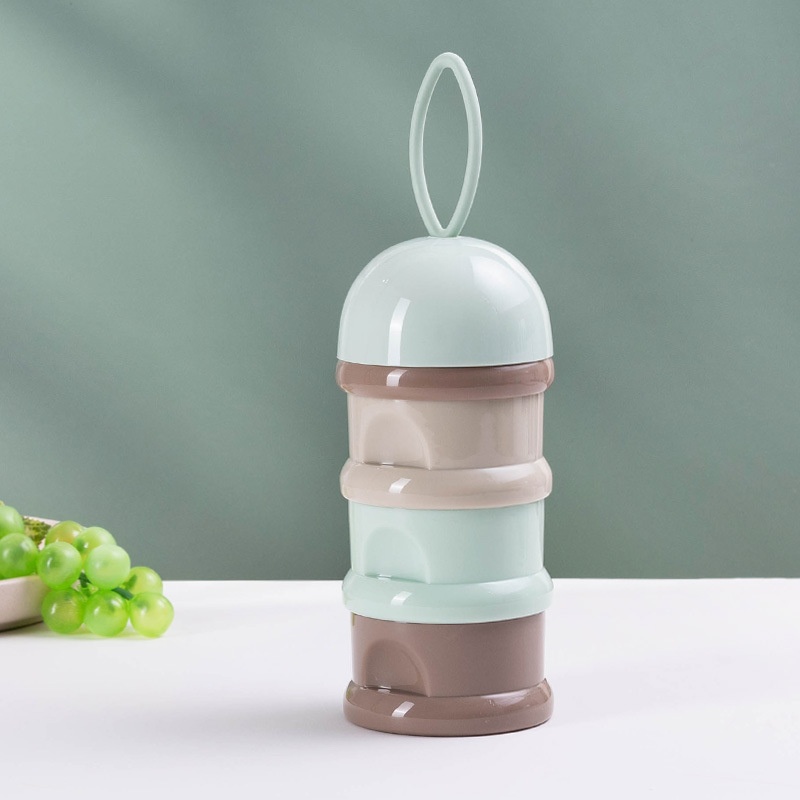Children's Milk Powder Box Made Of PP Food Grade Material, Portable Multi-Layer Packaging Box For Outdoor Use, Pink Green With Handle QSROCIO