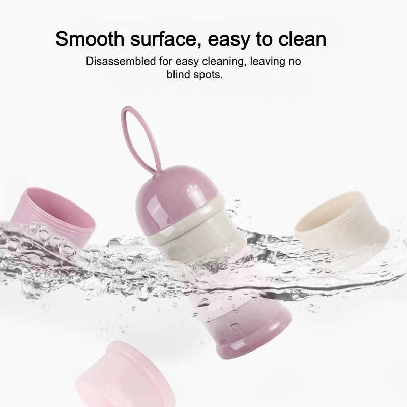Children's Milk Powder Box Made Of PP Food Grade Material, Portable Multi-Layer Packaging Box For Outdoor Use, Pink Green With Handle QSROCIO