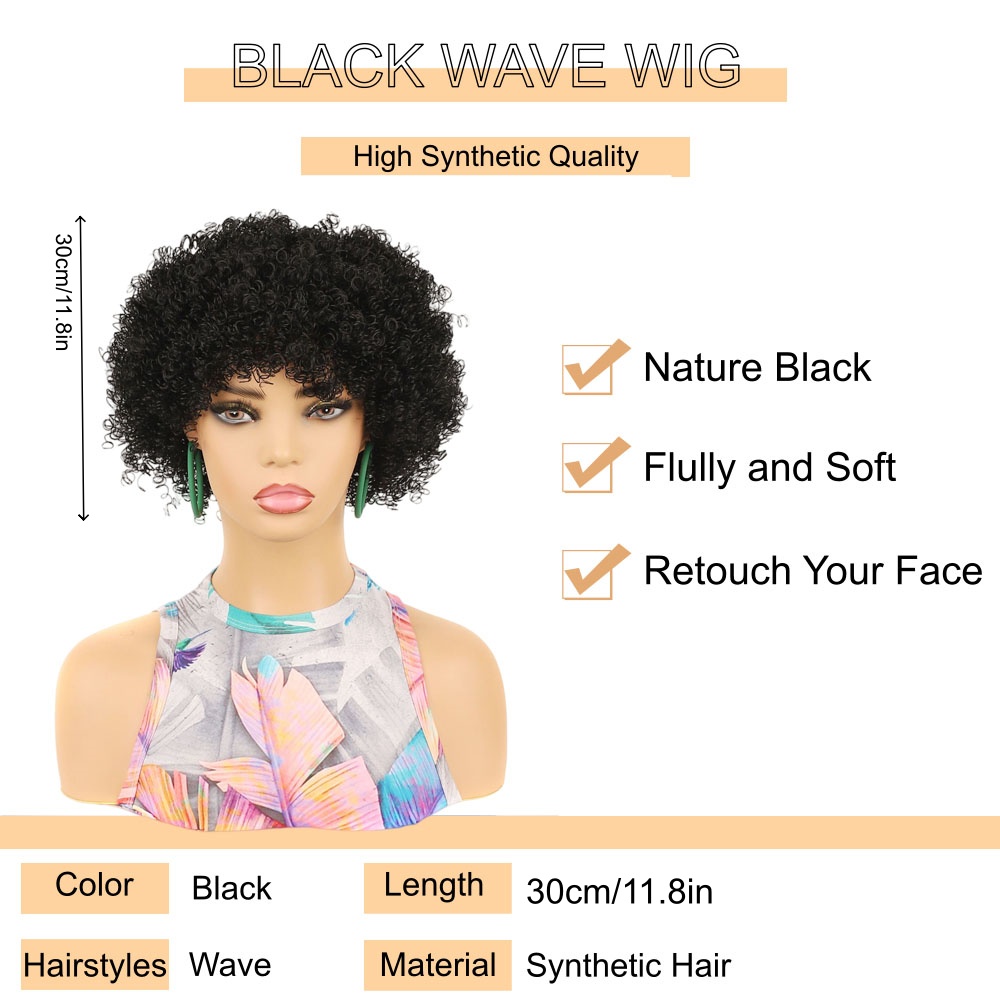 Women's Wig Deep Wave Wig 12 Inch For Women Wigs Black Synthetic Hair Hand Tied Breathable Cap FBK Delivery QSROCIO