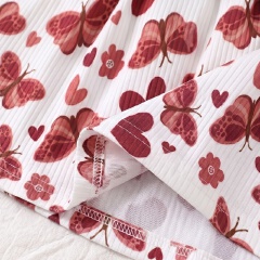 Girl Baby Dresses Wine Red Printed Sleeveless Cute Strap Dress Baby Girl High Elasticity Comfortable Breathable QSROCIO