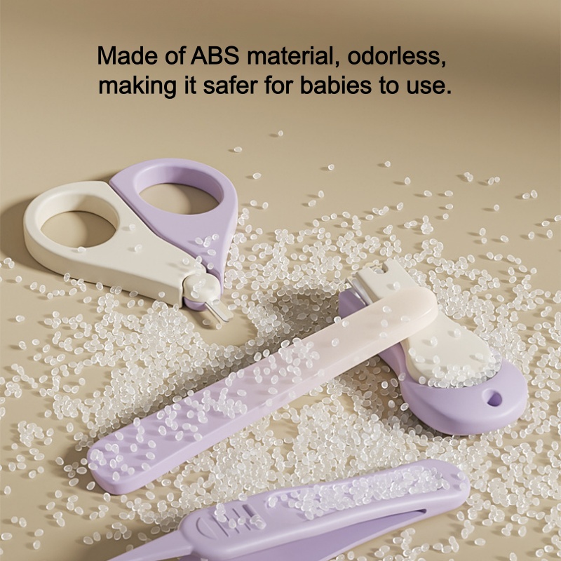 4Pcs 0-3 Years Old Baby Nail Clipper Set Safe Newborn Nail Scissor Trimmer Tweezer with Storage Box for Home Care Green Purple Optional ABS Material Odorless And Safe QSROCIO