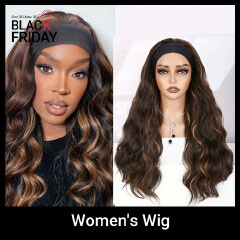 FBK Women's Wig Headbands Wigs Curly Hair 24 Inch Brown Wigs Women'S Synthetic Wig Breathable Mesh Cap QSROCIO