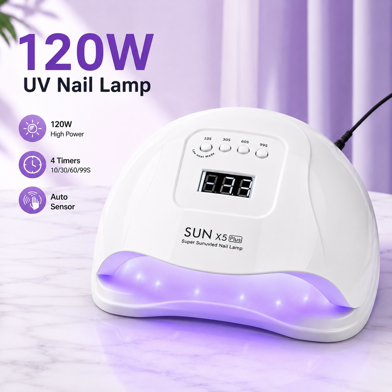 【Promotion】LED UV Nail Lamps 120W Nail Dryer Gel Nail Curing Lamp UV Light with 4 Timers 10/30/60/99S Auto Sensor LCD Display