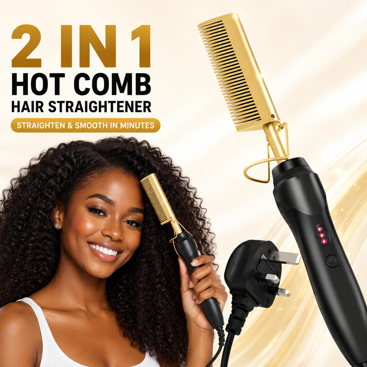 【Promotion】Electric Straightening Comb with Anti-Scald Pressing - Portable Heated Curling Iron for Wet and Dry Hair Styling, for Men and Women