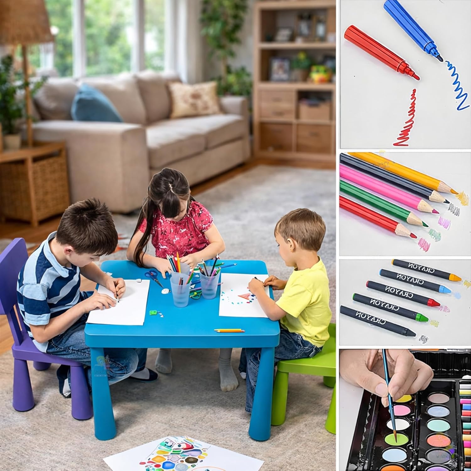 150 Pieces Colour Set Kit for Kids, Complete Stationery Items and Colour Pencil Set in Portable Case, Creative Birthday Gift for Kids and Gift for Girls Age 12-14 Years