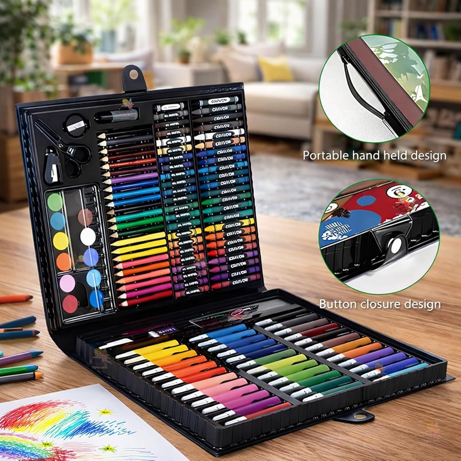 150 Pieces Colour Set Kit for Kids, Complete Stationery Items and Colour Pencil Set in Portable Case, Creative Birthday Gift for Kids and Gift for Girls Age 12-14 Years