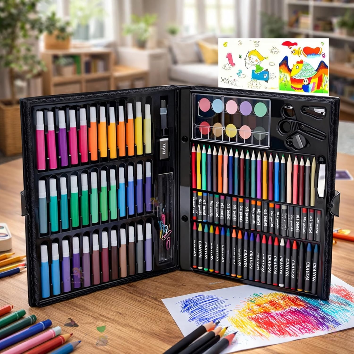 150 Pieces Colour Set Kit for Kids, Complete Stationery Items and Colour Pencil Set in Portable Case, Creative Birthday Gift for Kids and Gift for Girls Age 12-14 Years