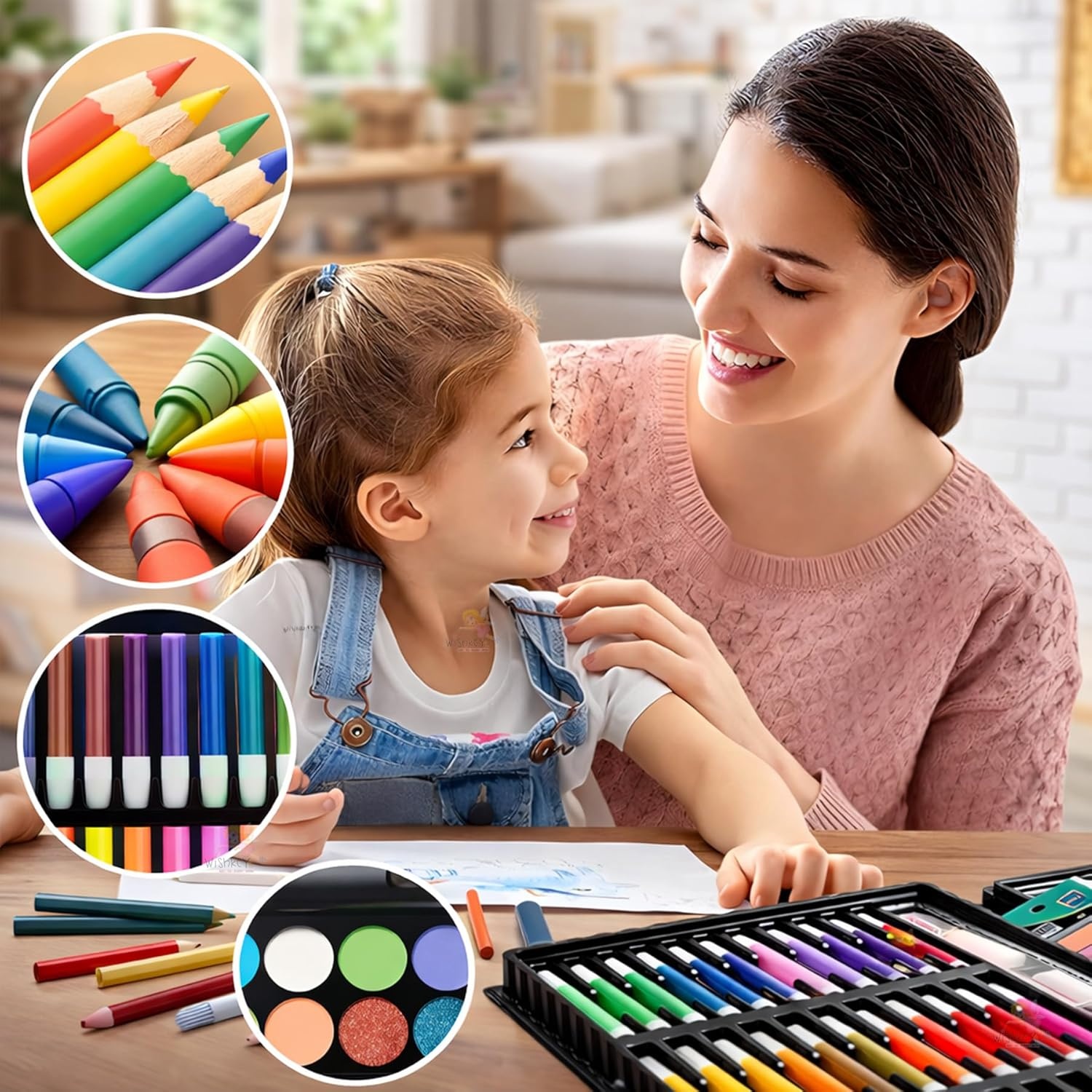 150 Pieces Colour Set Kit for Kids, Complete Stationery Items and Colour Pencil Set in Portable Case, Creative Birthday Gift for Kids and Gift for Girls Age 12-14 Years
