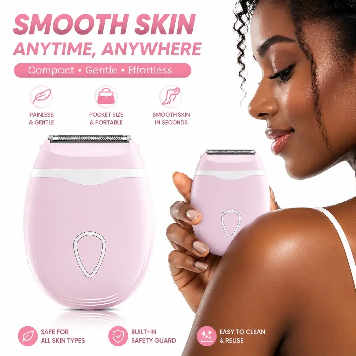 Portable Electric Shaver for Women - No Batteries, Detachable Head, Ideal for Bikini Legs & Underarms, Mechanical Shaving, 36V or Below, Bikini Hair Removal | Modern Aesthetic | Compact Design
