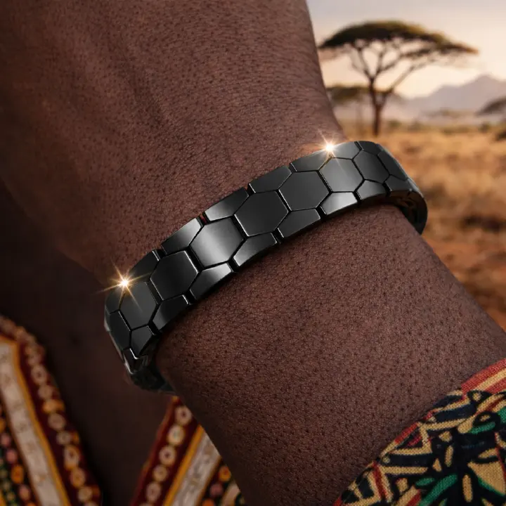 A Stylish Bracelet Made of Magnetic Titanium Alloy for Men, Featuring Waterproof And Durable Black Retro Sports Design, Perfect for Everyday Use And Special Events, a Trendy Accessory