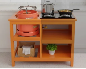 Modern strong and classic kitchen table,Wooden strong Kitchen table with racks. suitable for 6KG cooking Meko.as picture