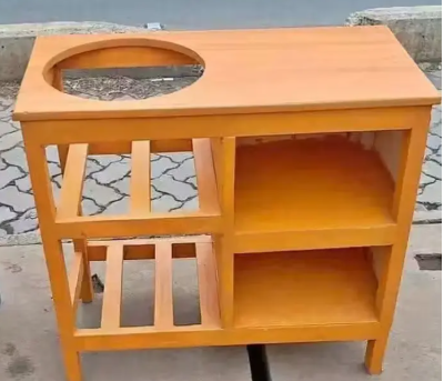 Modern strong and classic kitchen table,Wooden strong Kitchen table with racks. suitable for 6KG cooking Meko.as picture