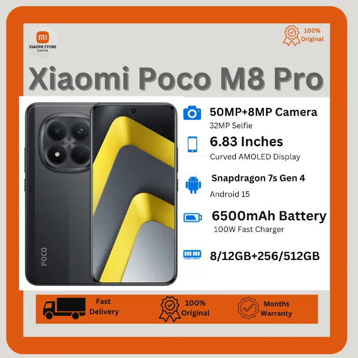 [NEW ARRIVAL🔥🔥] XIAOMI POCO M8 Pro 5G 512GB+12GB 6.83" 120Hz AMOLED HDR10+ Display (50+8)MP Camera 6500mAh Battery 100W Poco M7 Pro Dual SIM Under-Display Fingerprint IP68/69K Smart AI Smartphone