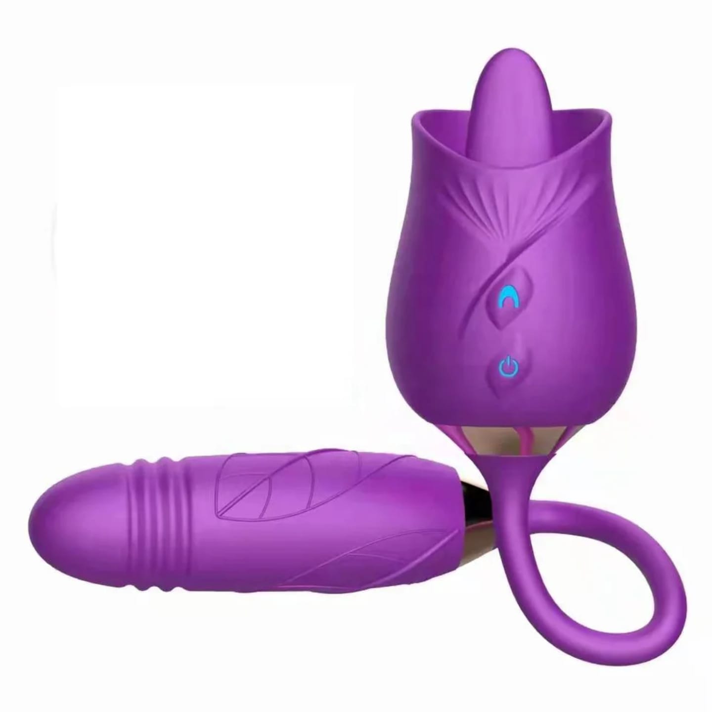 2 in 1 Rose Vibrator with Tongue and Dildo