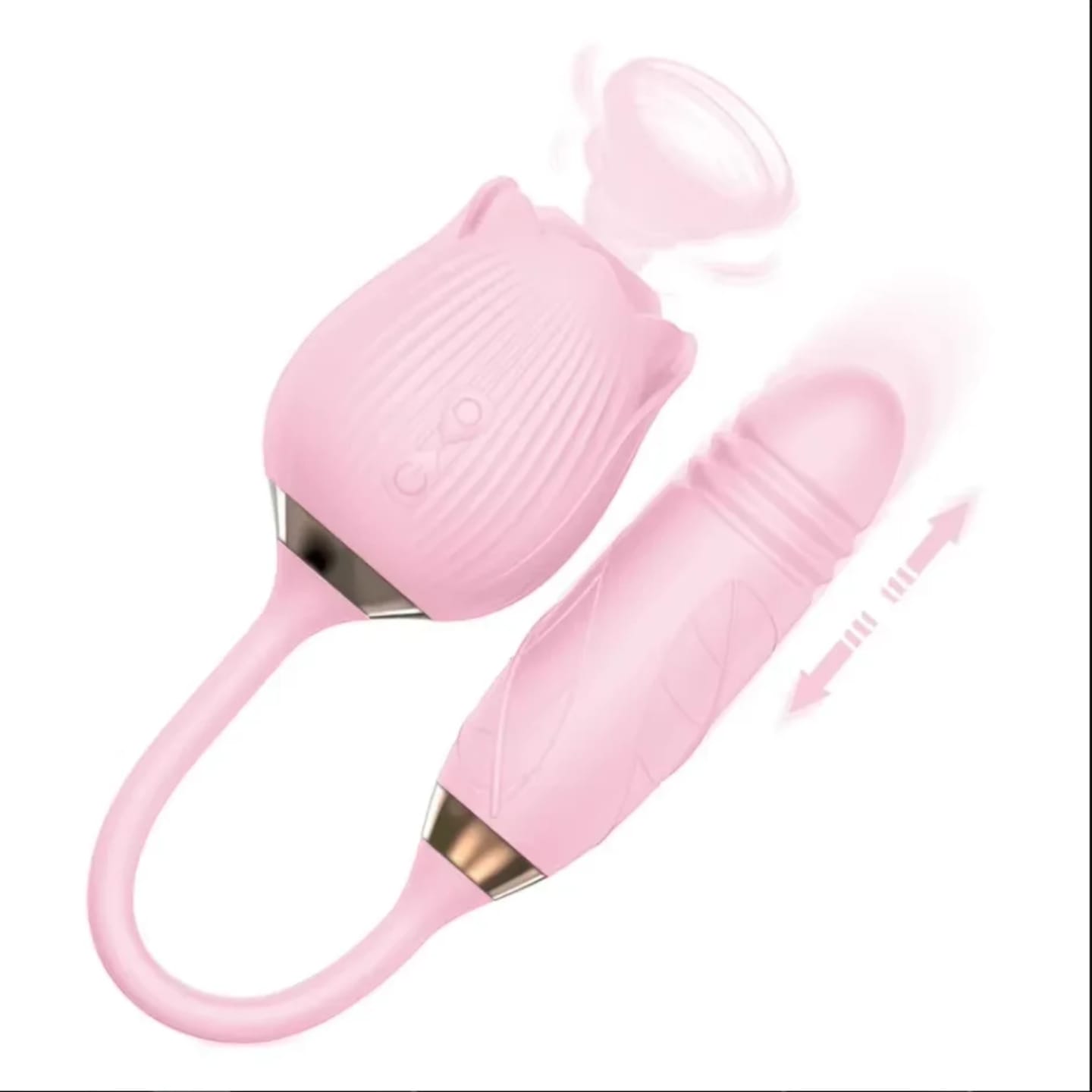 2 in 1 Rose Vibrator, With Sucker and Dildo