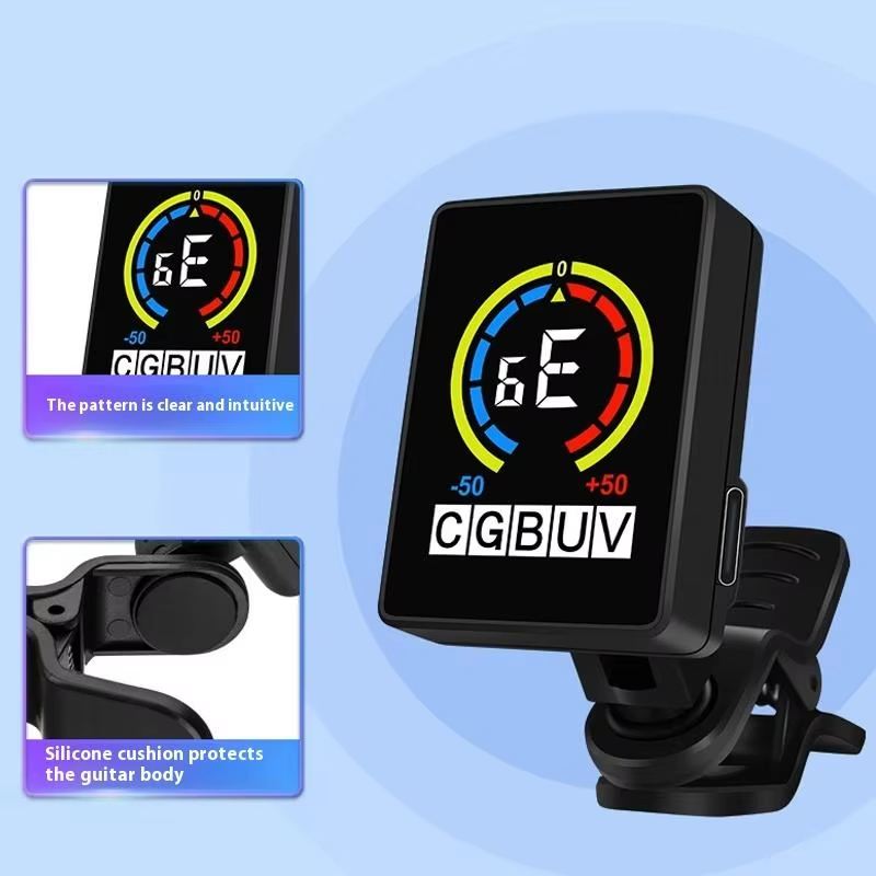 USB Charging Color LCD Display Screen Guitar Tuner Tunning For Acoustic Electric Guitar Bass Clip-on Tuner Guitar Tuner For Professional Or Beginners