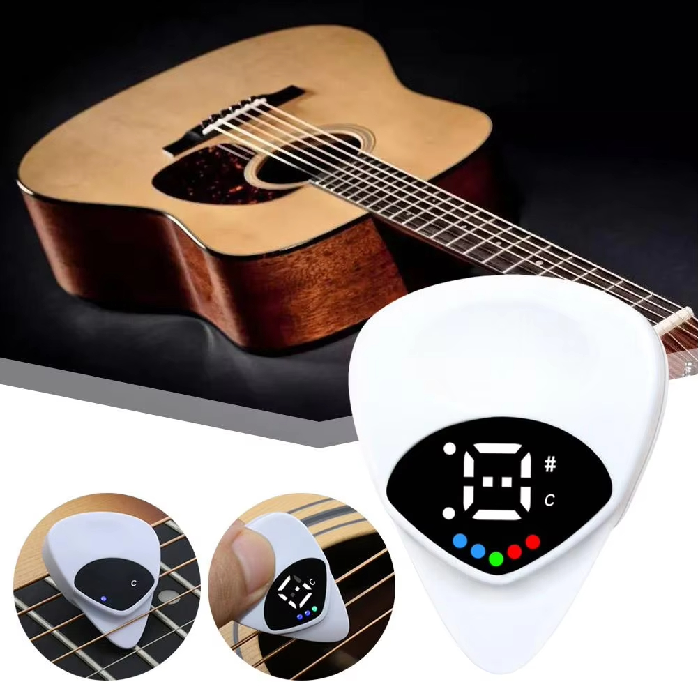 Portable 2 in 1 Guitar Pick & Tuner Multi-Purpose Pitch Calibrator For Folk Guitars and Ukuleles 12-Tone Equal Temperament