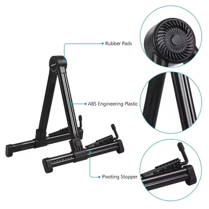 1pcs Adjustable Guitar Stand Folding Frame Floor Universal Abs Acoustic Classical Electric Bass Banjo Ukulele Portable Foldable Convenient
