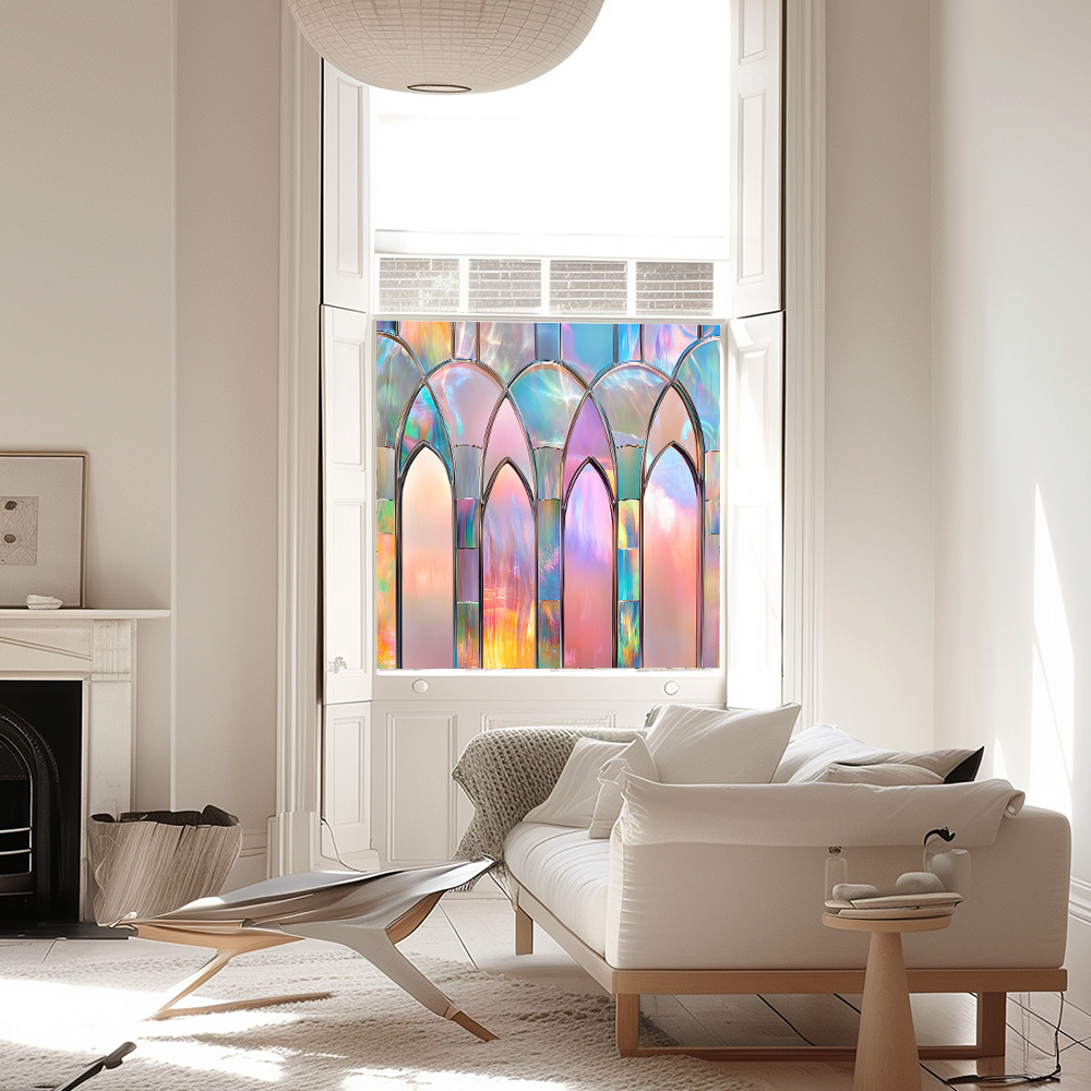 Retro Colorful Window Film Stickers PVC Static Glass Window Cling Decal Home Decoration