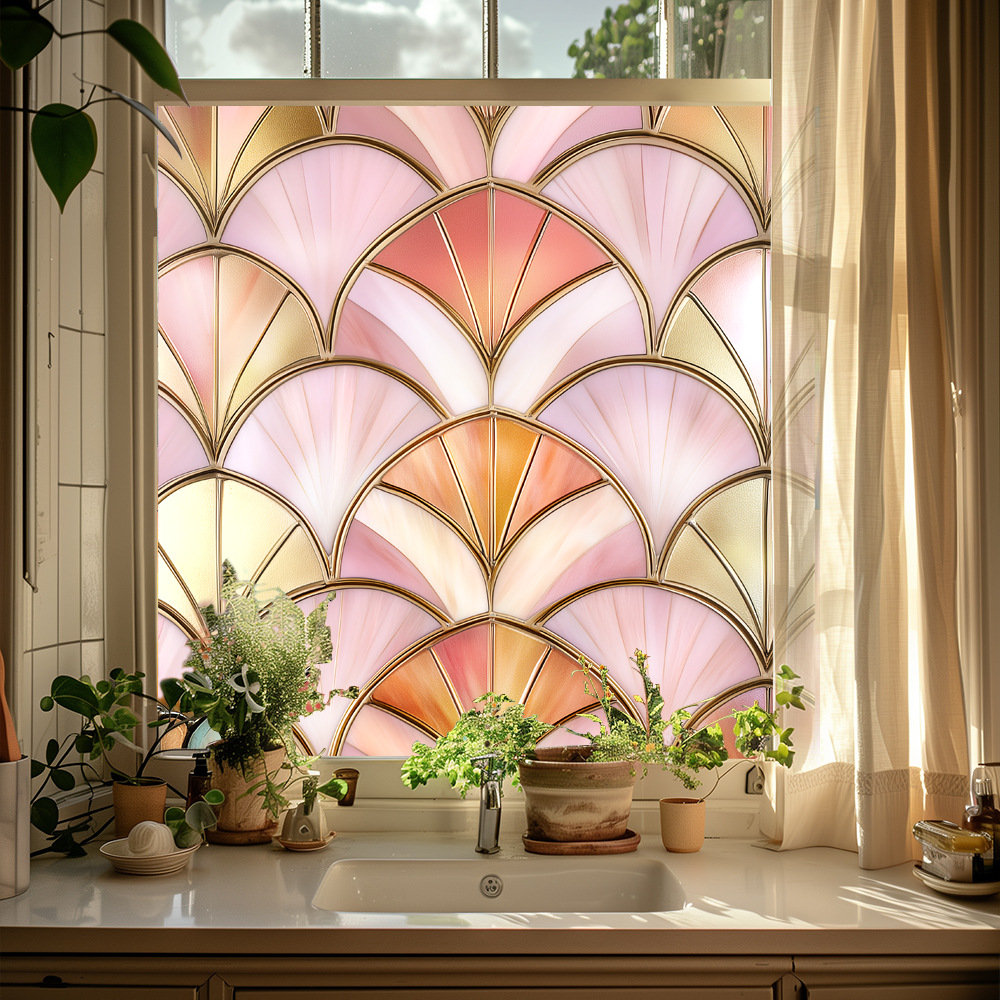 Retro Colorful Window Film Stickers PVC Static Glass Window Cling Decal Home Decoration