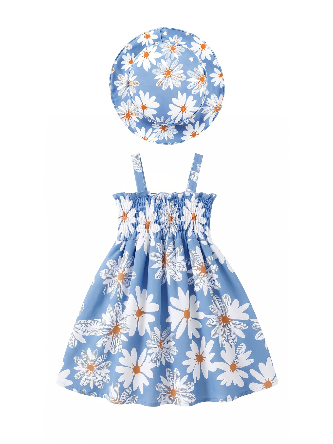 Newborn to 3-year-old girl two-piece heart-shaped printed sleeveless dress+princess hat