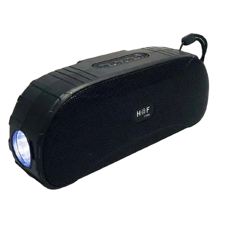 H@F HF-F1068A Portable Bluetooth Speaker – Multi-Function Wireless Speaker with FM Radio, Built-in Flashlight & Carrying Strap (5W, USB/TF Playback)