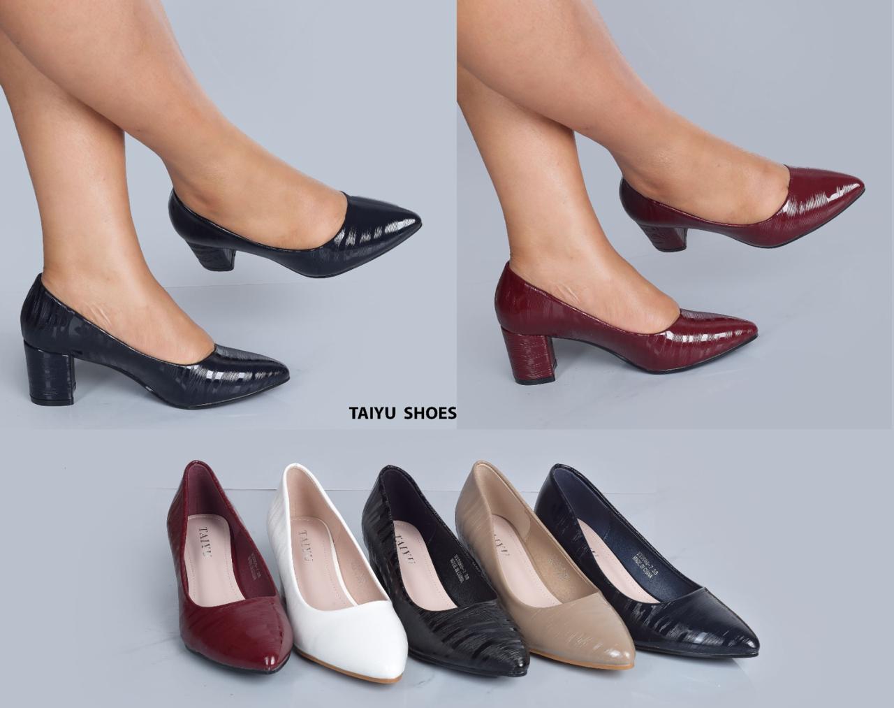 ⚡NEW ARRIVAL TAIYU High quality Classic ladies heels very cute and elegant style up your steps with these new heels  made with breathable material for durability BLACK WHITE BLUE CREAM ⚡Very cute💯