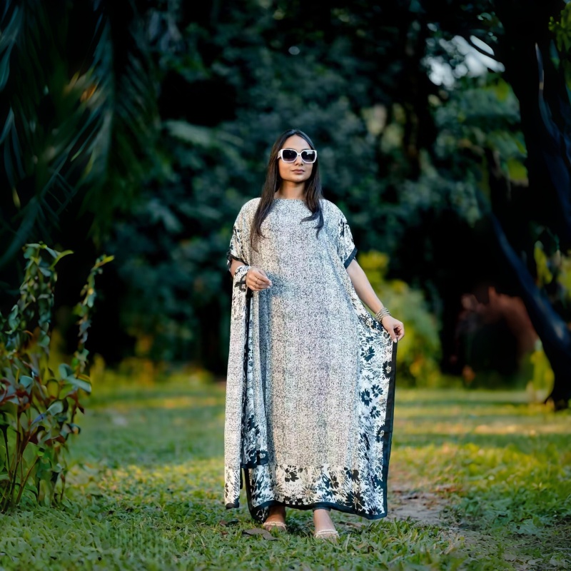 Women's Clothing  Loose Long Dress With Shawl Black And White Print Dresses Lightweight Flowy Robe For Travel Vacation And Work For Women Comfortable Oversized Best Friend Outfits Silky Shiny QSROCIO