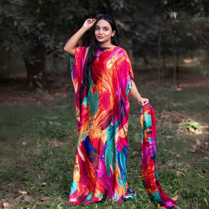 Women'S Clothing  Loose Long Dress With Shawl Bright Colors Dresses Lightweight Flowy Robe For Travel Vacation And Work For Women Comfortable Oversized Fit Hides Belly Silky Shiny Fabric QSROCIO