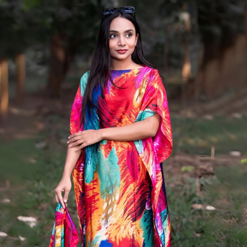 Women'S Clothing  Loose Long Dress With Shawl Bright Colors Dresses Lightweight Flowy Robe For Travel Vacation And Work For Women Comfortable Oversized Fit Hides Belly Silky Shiny Fabric QSROCIO