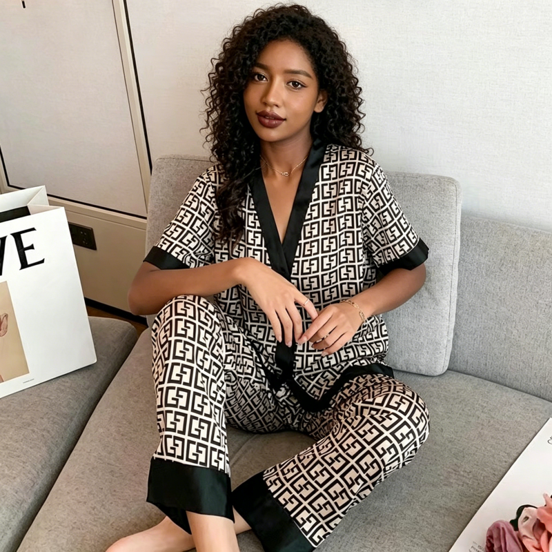 Ladies' Pajama Set Sleep and Lounge Homewear Satin Pajamas Elegant Sleepwear Perfect Gift for Ladies Women's Clothing
