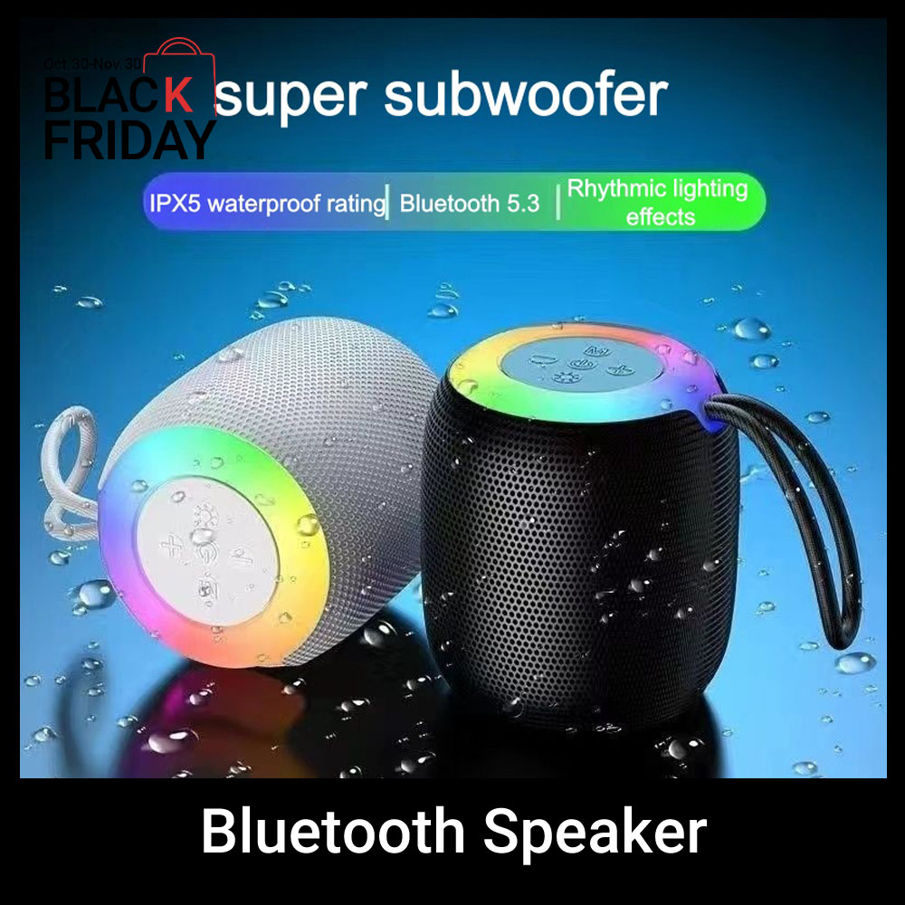 Wireless Bluetooth Speaker With Colorful Ambient Light Ortable Speakers Mini Portable Speaker Fabric Subwoofer Perfect Choice For Holiday Gifts QSROCIO