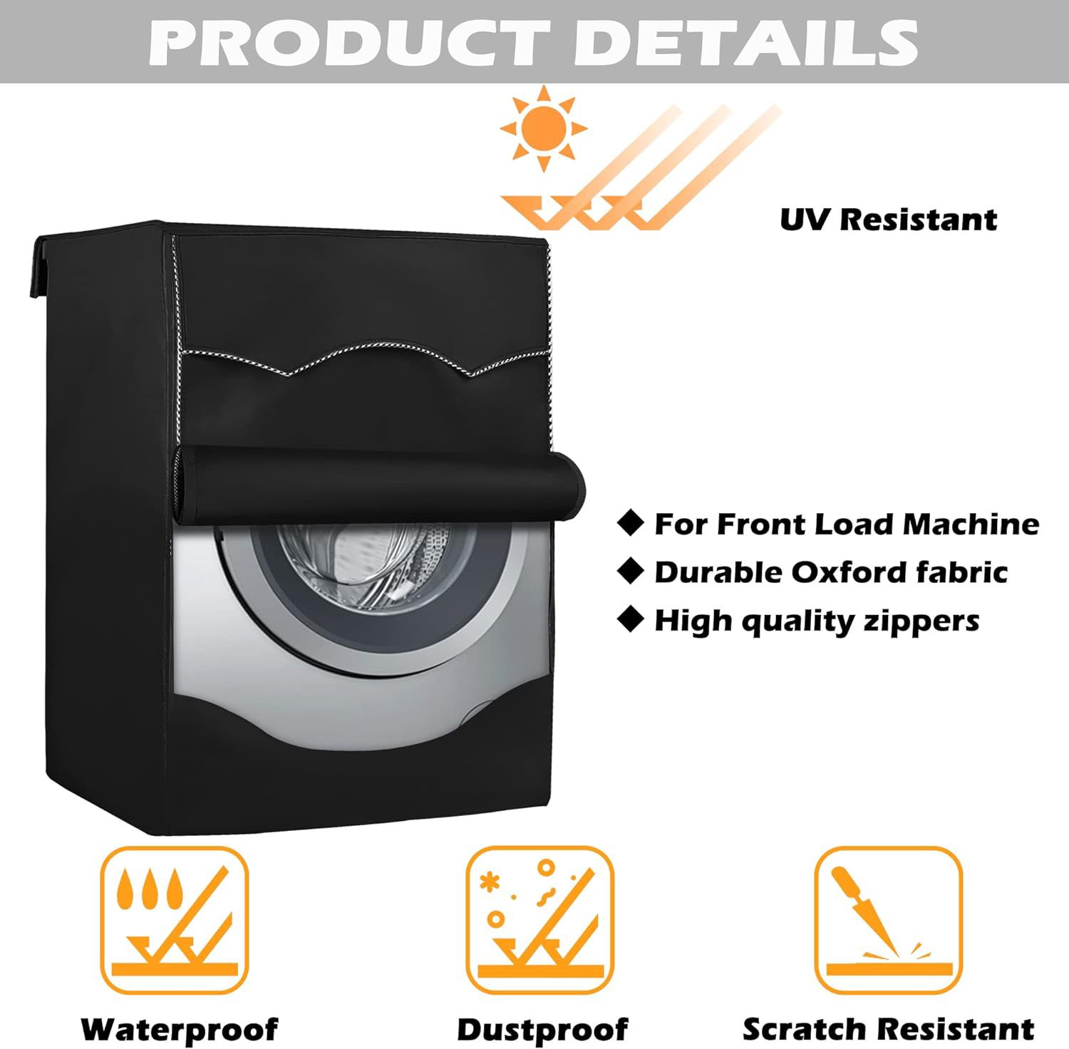 Premium Waterproof Front Load Washing Machine Cover – Dustproof, Scratch Resistant & Anti-Water Protective Cover for Automatic Washing Machine, Durable Home Appliance Protection Cover for Laundry Room