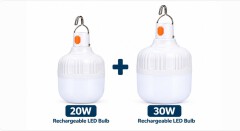 BLACK FRIDAY DEAL - 1 SET RECHARGEABLE LED BULB COMBO – 20W + 30W, Chargeable reading lights + free charging cable Outdoor USB Rechargeable LED Lamp Bulbs Emergency Light, Portable Camping lights