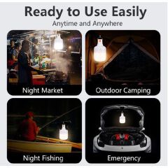 BLACK FRIDAY DEAL - 1 SET RECHARGEABLE LED BULB COMBO – 20W + 30W, Chargeable reading lights + free charging cable Outdoor USB Rechargeable LED Lamp Bulbs Emergency Light, Portable Camping lights