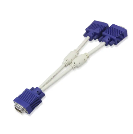 VGA 2-Way Splitter Cable 0.3M | 1 PC to 2 Monitors | Duplicate Display | For Desktop & Laptop